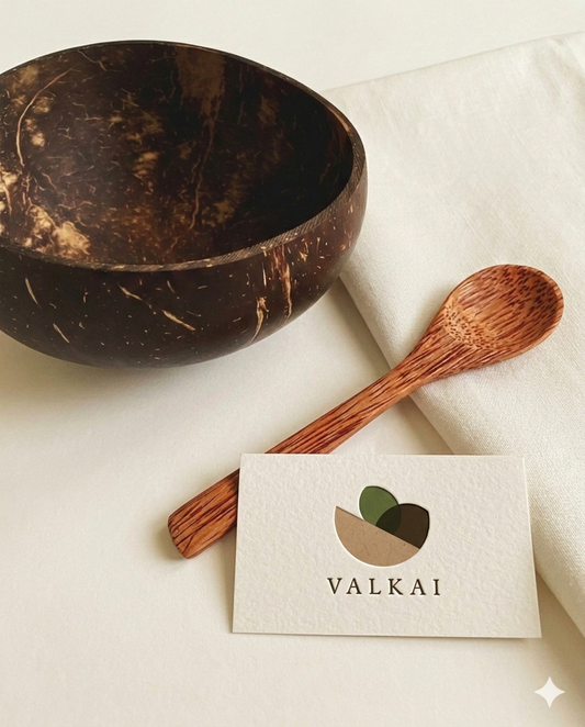 Valkai Mini Coconut Shell Bowl | Perfect for Ice Cream, Smoothie, Desserts & Dips | 150 ML (Set of 2)