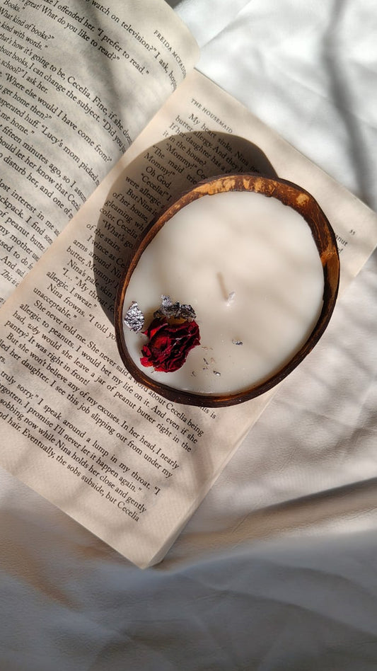 Valkai Rose Coconut Shell Candle | Handcrafted Natural Candle | Set of 2